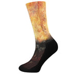 Flaming Demon Skull Print Crew Socks