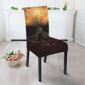 Flaming Demon Skull Print Dining Chair Slipcover