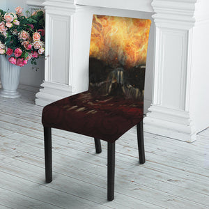 Flaming Demon Skull Print Dining Chair Slipcover