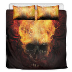 Flaming Demon Skull Print Duvet Cover Bedding Set