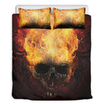 Flaming Demon Skull Print Duvet Cover Bedding Set