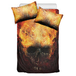 Flaming Demon Skull Print Duvet Cover Bedding Set