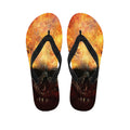 Flaming Demon Skull Print Flip Flops