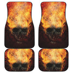 Flaming Demon Skull Print Front and Back Car Floor Mats