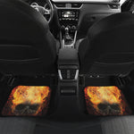 Flaming Demon Skull Print Front and Back Car Floor Mats
