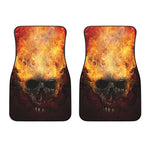 Flaming Demon Skull Print Front Car Floor Mats