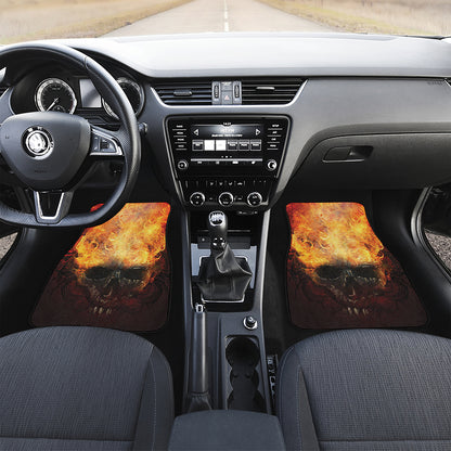 Flaming Demon Skull Print Front Car Floor Mats