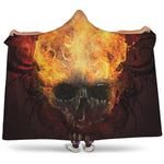 Flaming Demon Skull Print Hooded Blanket