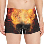 Flaming Demon Skull Print Men's Boxer Briefs