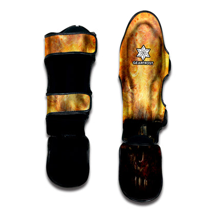Flaming Demon Skull Print Muay Thai Shin Guard