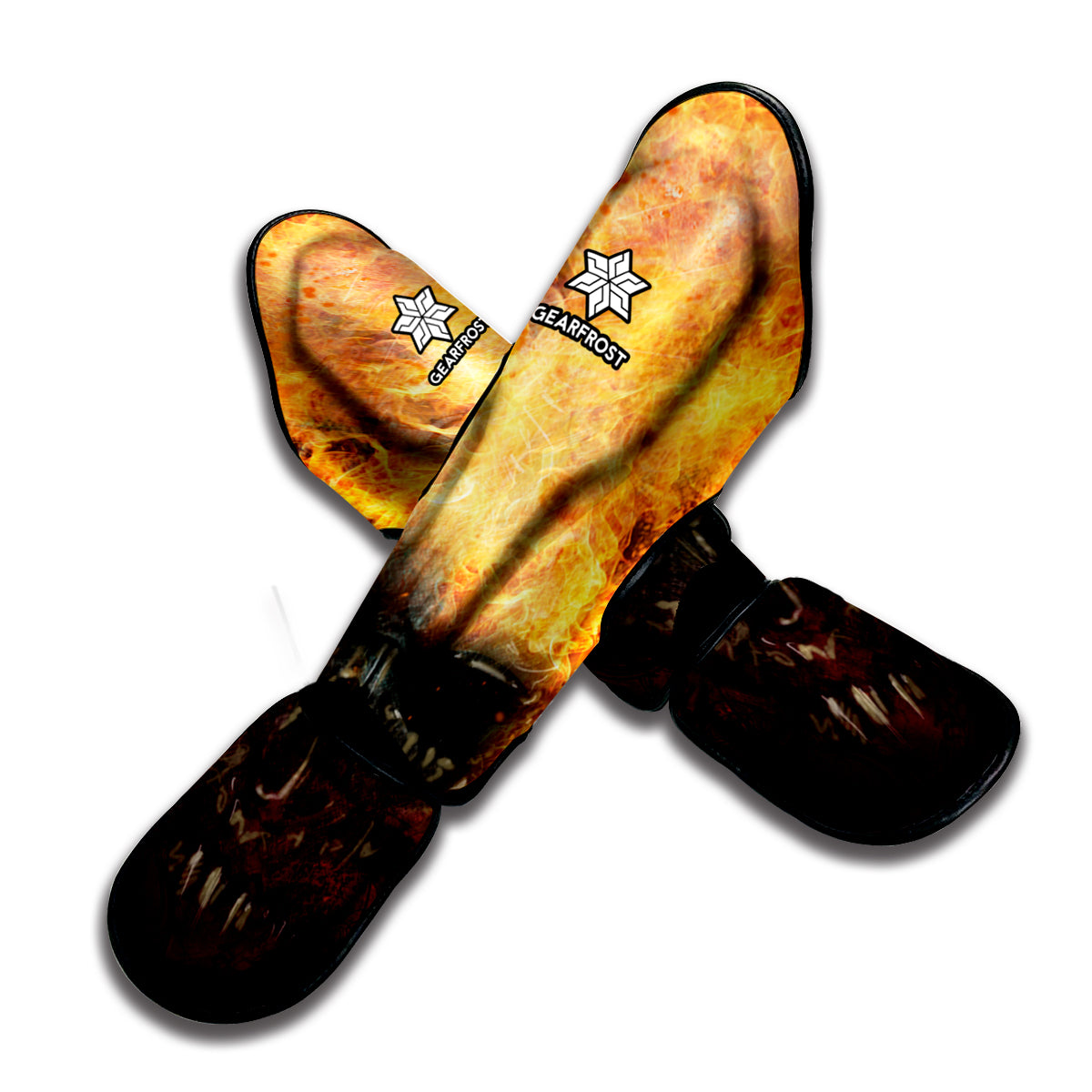 Flaming Demon Skull Print Muay Thai Shin Guard