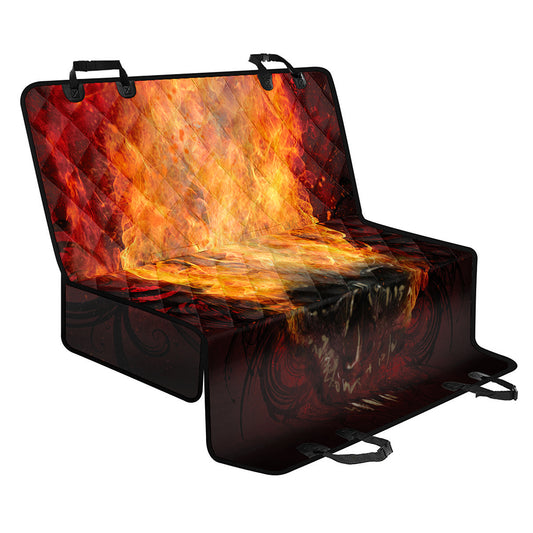 Flaming Demon Skull Print Pet Car Back Seat Cover