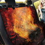 Flaming Demon Skull Print Pet Car Back Seat Cover
