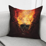 Flaming Demon Skull Print Pillow Cover