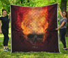 Flaming Demon Skull Print Quilt