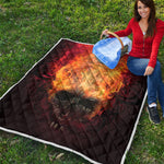 Flaming Demon Skull Print Quilt