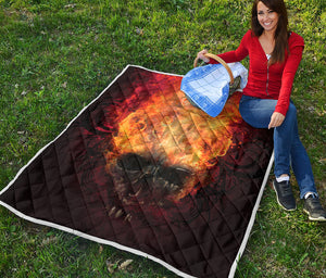 Flaming Demon Skull Print Quilt