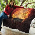 Flaming Demon Skull Print Quilt