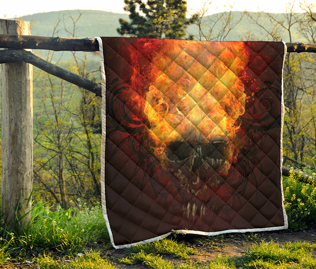 Flaming Demon Skull Print Quilt