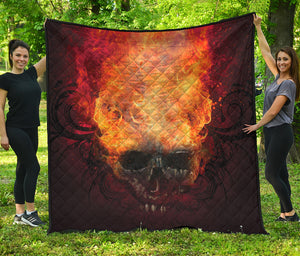 Flaming Demon Skull Print Quilt