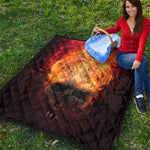 Flaming Demon Skull Print Quilt