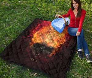 Flaming Demon Skull Print Quilt