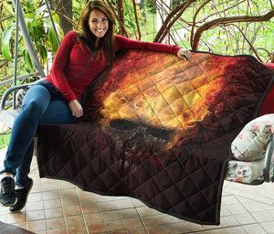 Flaming Demon Skull Print Quilt