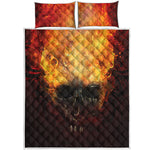 Flaming Demon Skull Print Quilt Bed Set