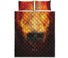 Flaming Demon Skull Print Quilt Bed Set