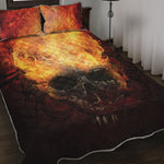 Flaming Demon Skull Print Quilt Bed Set