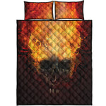 Flaming Demon Skull Print Quilt Bed Set