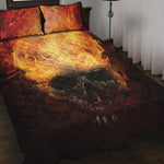 Flaming Demon Skull Print Quilt Bed Set