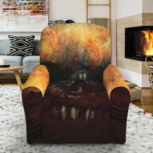 Flaming Demon Skull Print Recliner Slipcover