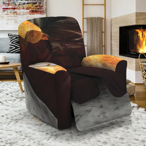 Flaming Demon Skull Print Recliner Slipcover