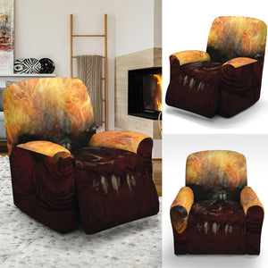 Flaming Demon Skull Print Recliner Slipcover