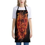 Flaming Evil Skull Print Apron