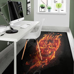 Flaming Evil Skull Print Area Rug