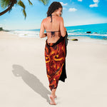 Flaming Evil Skull Print Beach Sarong Wrap