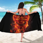 Flaming Evil Skull Print Beach Sarong Wrap