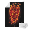 Flaming Evil Skull Print Blanket