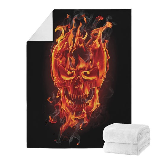 Flaming Evil Skull Print Blanket