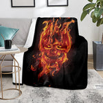 Flaming Evil Skull Print Blanket