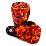 Flaming Evil Skull Print Boxing Gloves