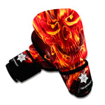 Flaming Evil Skull Print Boxing Gloves