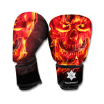 Flaming Evil Skull Print Boxing Gloves