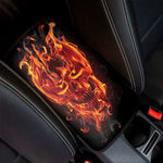 Flaming Evil Skull Print Car Center Console Cover