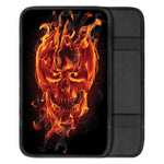 Flaming Evil Skull Print Car Center Console Cover