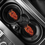 Flaming Evil Skull Print Car Coasters