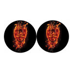 Flaming Evil Skull Print Car Coasters
