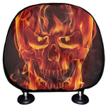 Flaming Evil Skull Print Car Headrest Covers